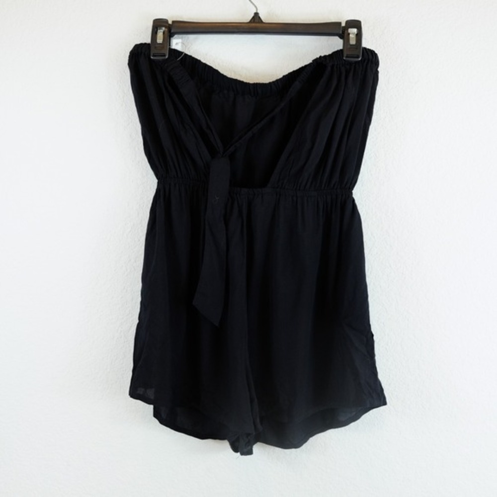 NWT ASOS Romper Sz 6‎ Black Bandeau Tie Open Back Strapless Beach Coverup Retro - Picture 5 of 10